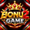 BONU2 Game logo with a golden crown, red and gold 3D lettering, and a premium black background
